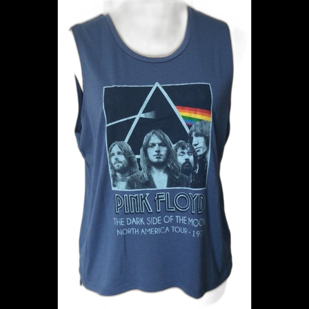 Pink Floyd Tank Top Women's Size L Blue Retro The Dark Side of The Moon Graphic